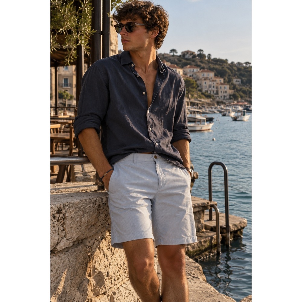 J Crew Shorts Mens 34 Blue Gramercy Seersucker Preppy Coastal Nautical